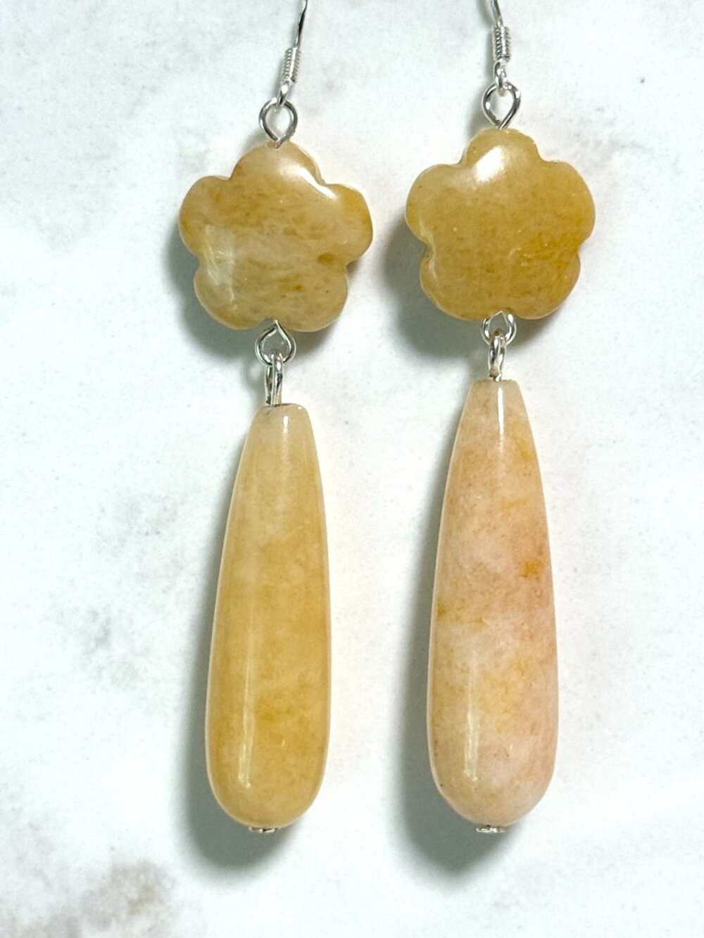 2/$20, Yellow Aventurine Dangle Earrings,Natural Gemstone & Sterling Silver Hook
